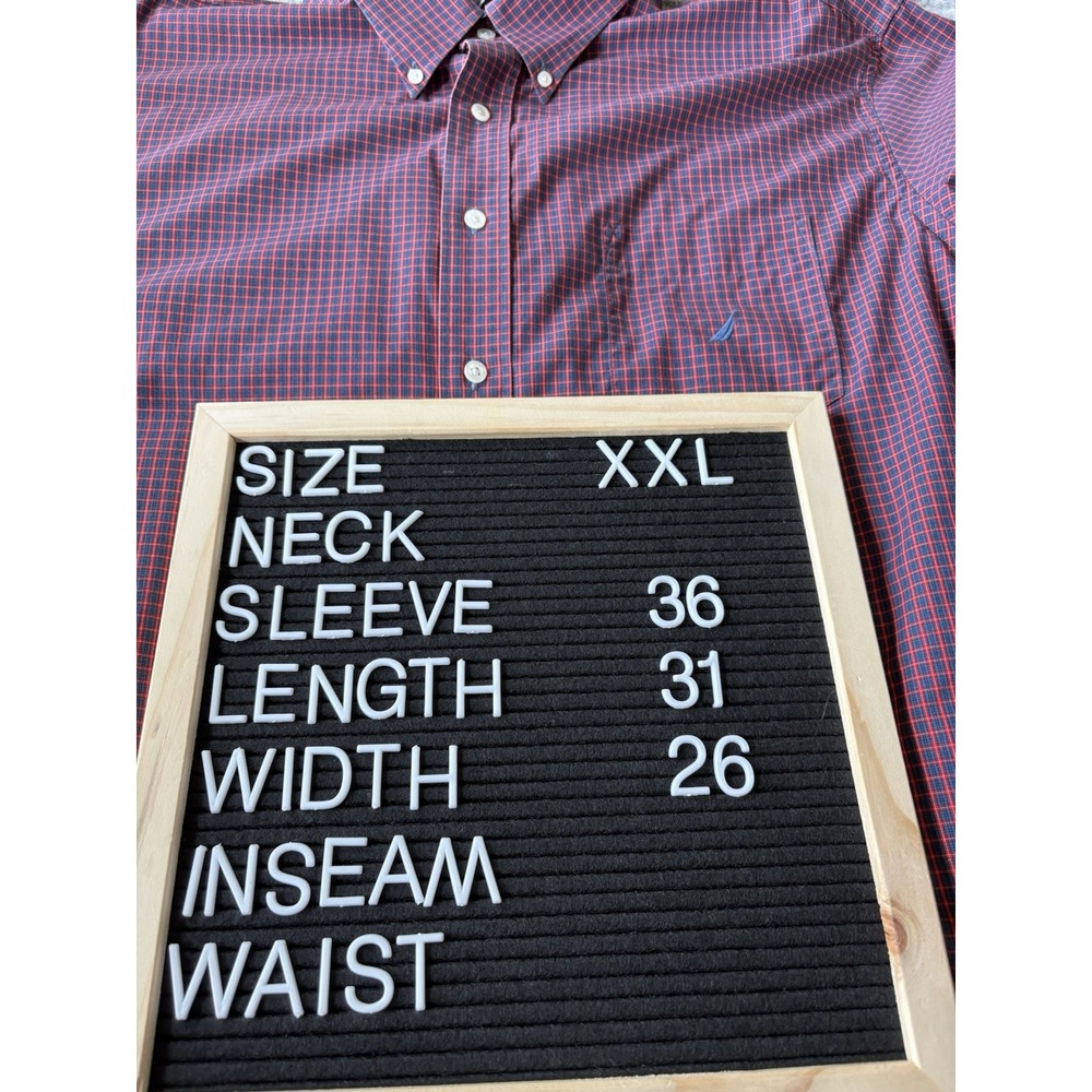 Nautiica‎ Mens Long Sleeve Shirt Maroon and Blue Check Size 2XL - Picture 3 of 7